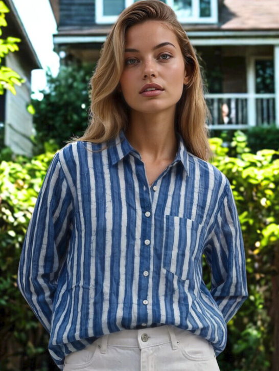 Good Boyfriend Shirt - Indigo StripesAnd For GoodShirts & Tops