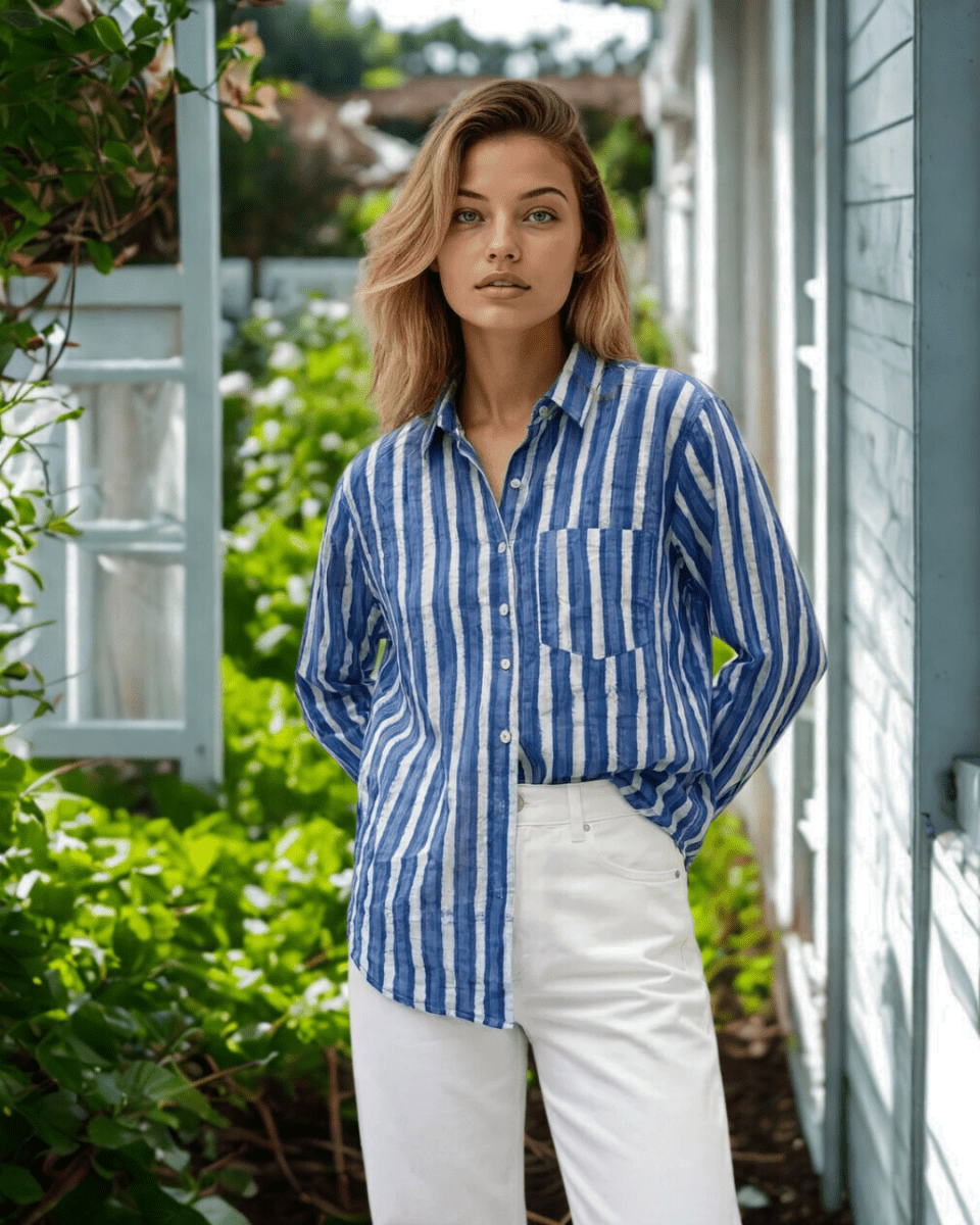 Good Boyfriend Shirt - Indigo StripesAnd For GoodShirts & Tops