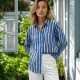 Good Boyfriend Shirt - Indigo StripesAnd For GoodShirts & Tops