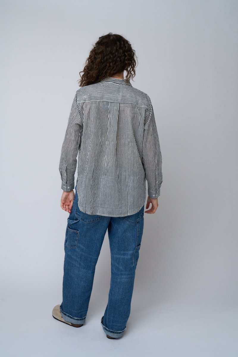 Good Boyfriend Shirt - Menswear Stripe BlackAnd For GoodShirts & Tops
