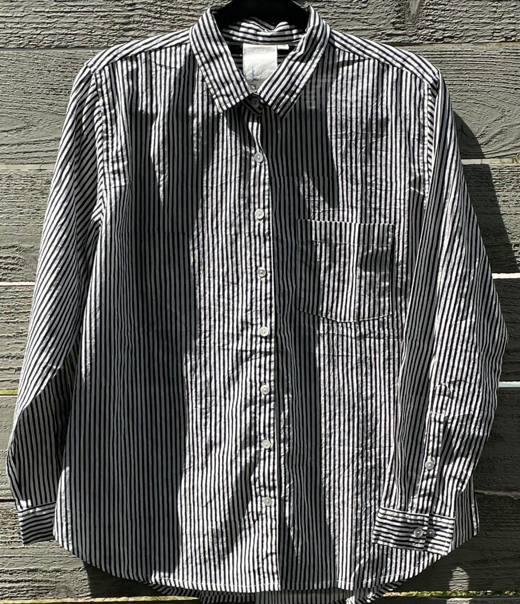 Good Boyfriend Shirt - Menswear Stripe BlackAnd For GoodShirts & Tops