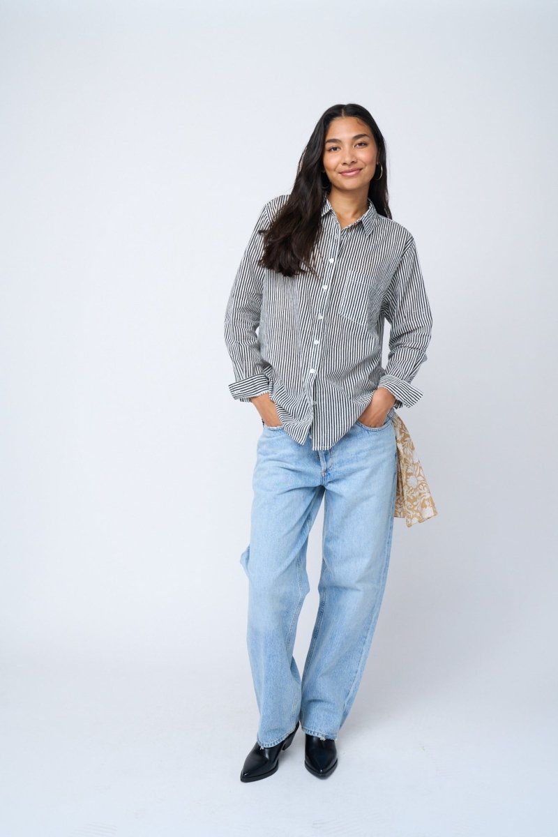 Good Boyfriend Shirt - Menswear Stripe BlackAnd For GoodShirts & Tops