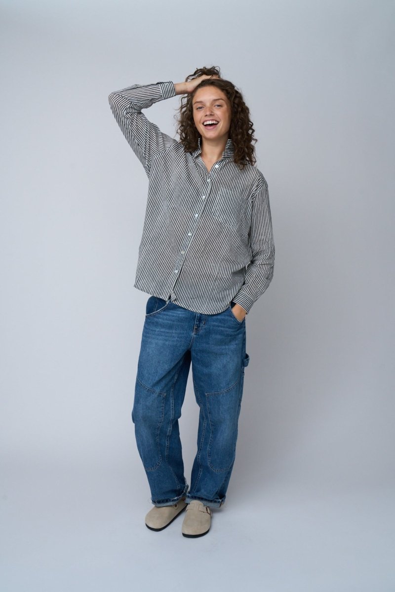 Good Boyfriend Shirt - Menswear Stripe BlackAnd For GoodShirts & Tops