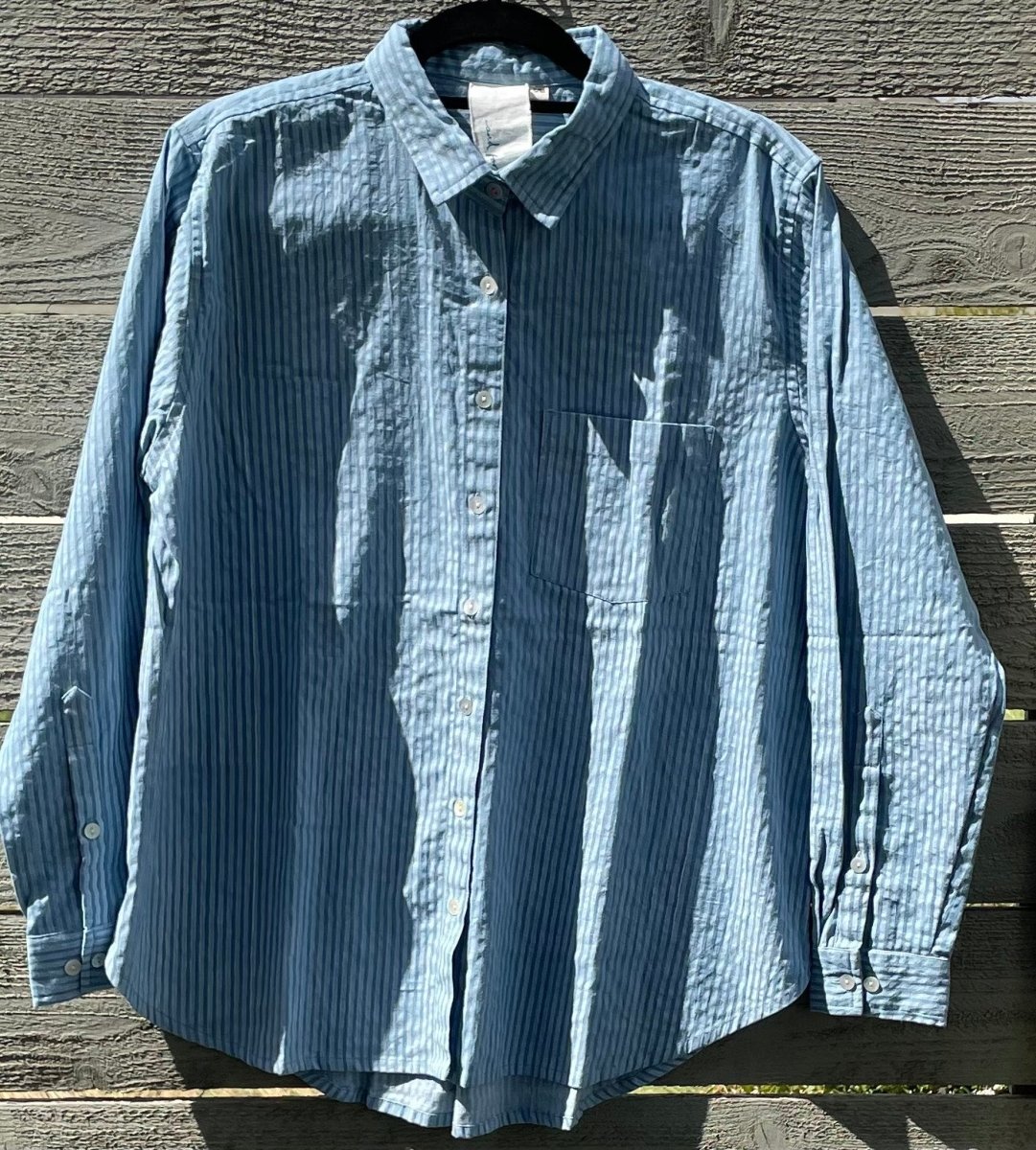 Good Boyfriend Shirt - Menswear Stripe Chambray & WhiteAnd For GoodShirts & Tops