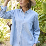 Good Boyfriend Shirt - Menswear Stripe Chambray & WhiteAnd For GoodShirts & Tops