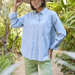 Good Boyfriend Shirt - Menswear Stripe Chambray & WhiteAnd For GoodShirts & Tops