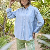 Good Boyfriend Shirt - Menswear Stripe Chambray & WhiteAnd For GoodShirts & Tops