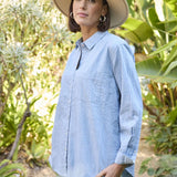 Good Boyfriend Shirt - Menswear Stripe Chambray & WhiteAnd For GoodShirts & Tops