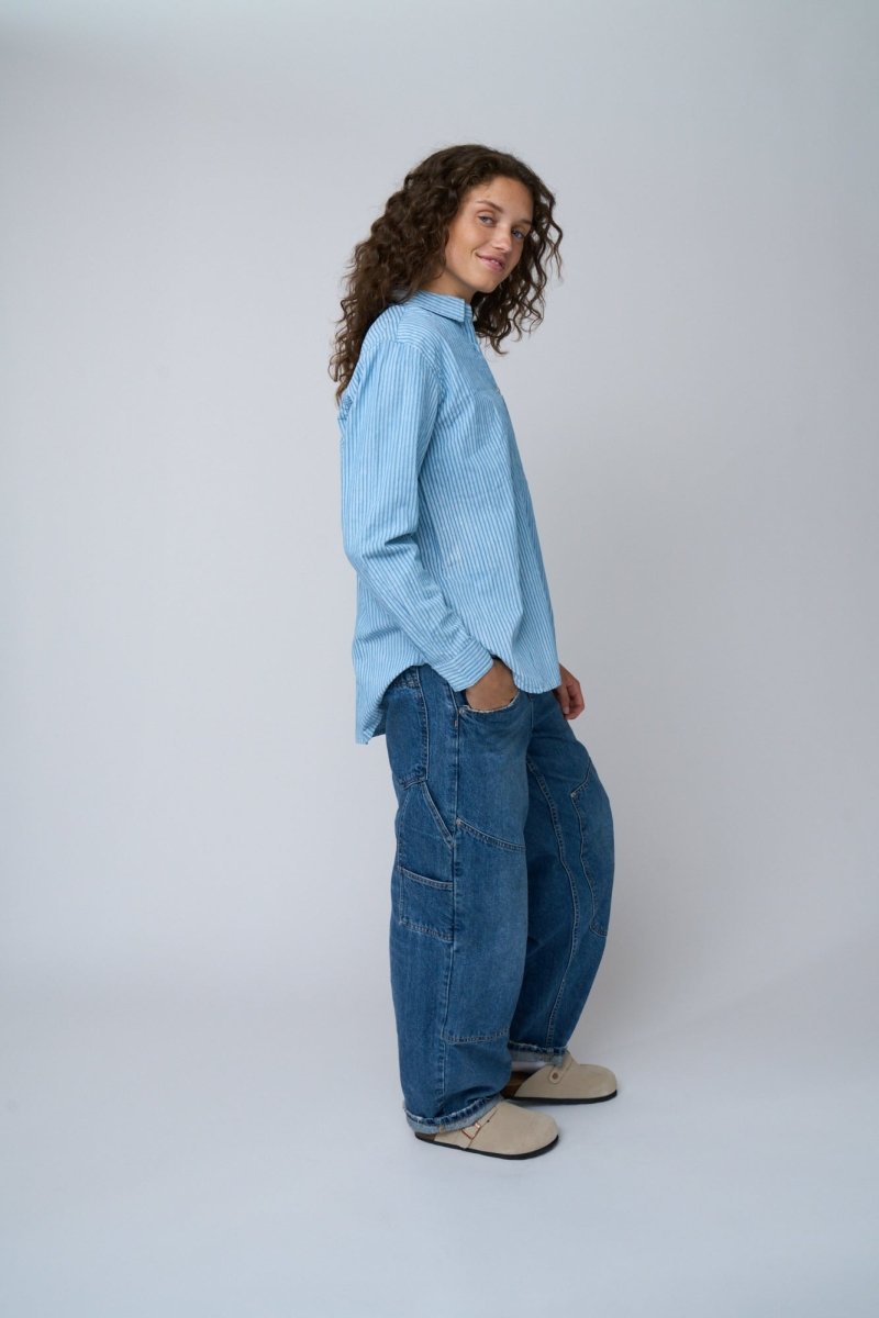 Good Boyfriend Shirt - Menswear Stripe Chambray & WhiteAnd For GoodShirts & Tops