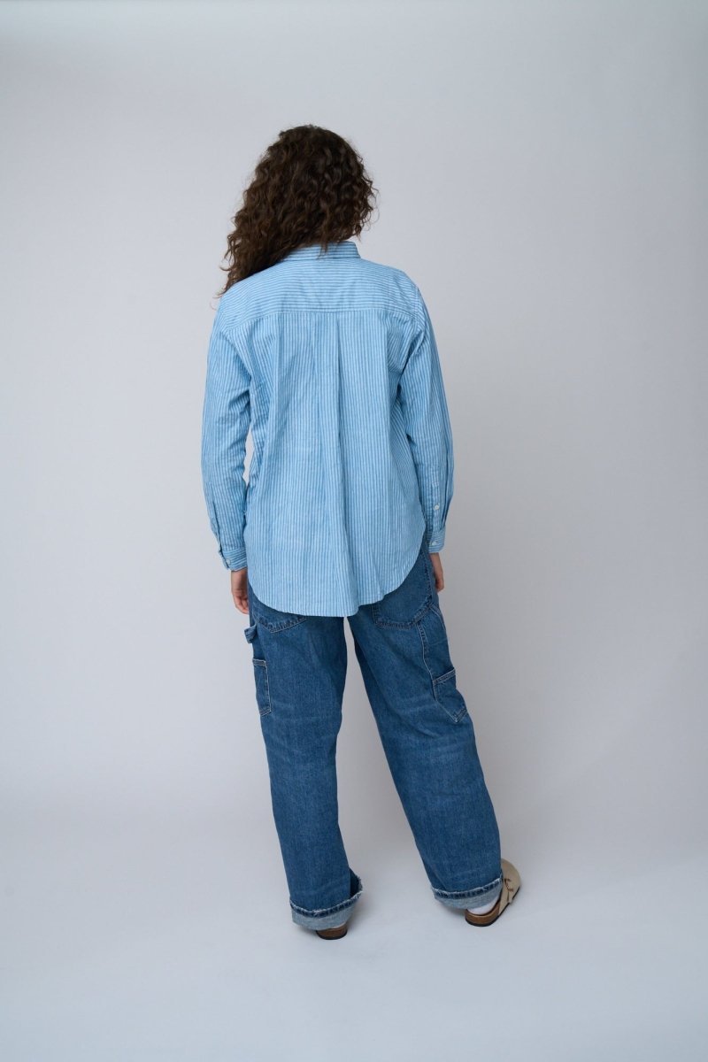 Good Boyfriend Shirt - Menswear Stripe Chambray & WhiteAnd For GoodShirts & Tops