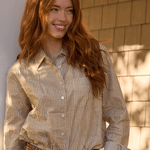 Good Boyfriend Shirt - Menswear Stripe Metallic GoldAnd For GoodShirts & Tops