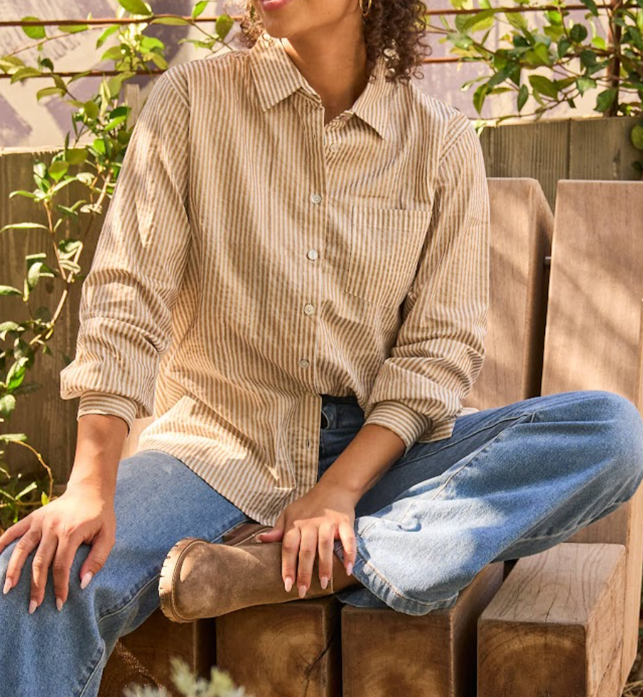 Good Boyfriend Shirt - Menswear Stripe Metallic GoldAnd For GoodShirts & Tops