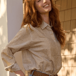 Good Boyfriend Shirt - Menswear Stripe Metallic GoldAnd For GoodShirts & Tops
