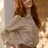 Good Boyfriend Shirt - Menswear Stripe Metallic GoldAnd For GoodShirts & Tops