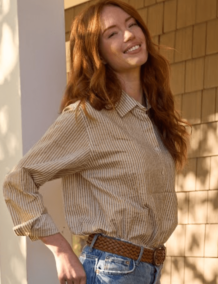Good Boyfriend Shirt - Menswear Stripe Metallic GoldAnd For GoodShirts & Tops