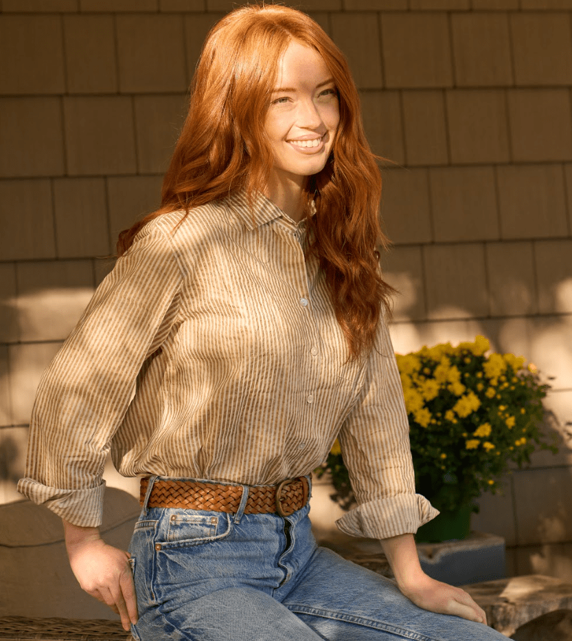 Good Boyfriend Shirt - Menswear Stripe Metallic GoldAnd For GoodShirts & Tops