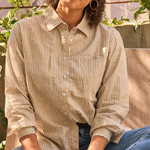 Good Boyfriend Shirt - Menswear Stripe Metallic GoldAnd For GoodShirts & Tops