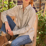 Good Boyfriend Shirt - Menswear Stripe Metallic SilverAnd For GoodShirts & Tops