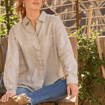 Good Boyfriend Shirt - Menswear Stripe Metallic SilverAnd For GoodShirts & Tops