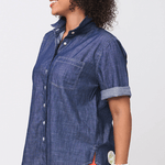 Good Boyfriend Shirt - Short Sleeve Chambray Dark Denim WashAnd For GoodShirts & Tops