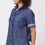 Good Boyfriend Shirt - Short Sleeve Chambray Dark Denim WashAnd For GoodShirts & Tops
