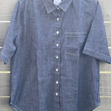 Good Boyfriend Shirt - Short Sleeve Chambray Dark Denim WashAnd For GoodShirts & Tops