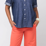 Good Boyfriend Shirt - Short Sleeve Chambray Dark Denim WashAnd For GoodShirts & Tops