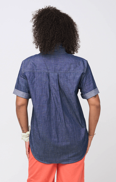 Good Boyfriend Shirt - Short Sleeve Chambray Dark Denim WashAnd For GoodShirts & Tops