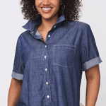 Good Boyfriend Shirt - Short Sleeve Chambray Dark Denim WashAnd For GoodShirts & Tops