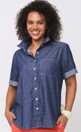 Good Boyfriend Shirt - Short Sleeve Chambray Dark Denim WashAnd For GoodShirts & Tops