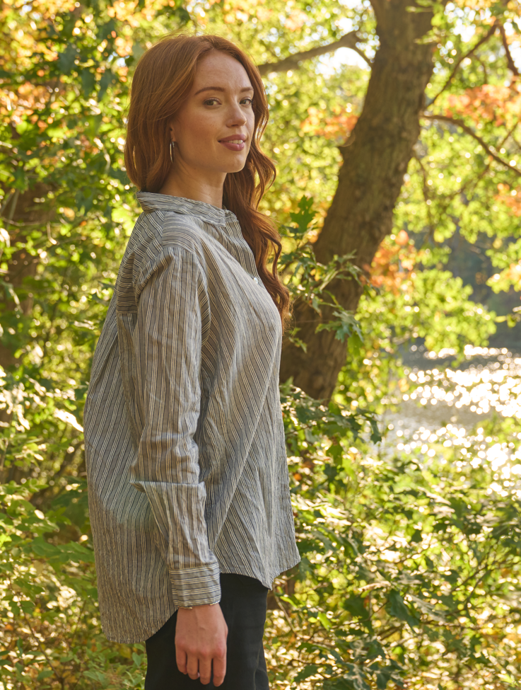 Good Boyfriend Shirt - Tuscan Stripe CharcoalAnd For GoodShirts & Tops
