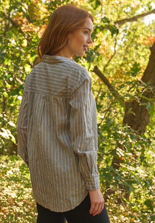Good Boyfriend Shirt - Tuscan Stripe CharcoalAnd For GoodShirts & Tops