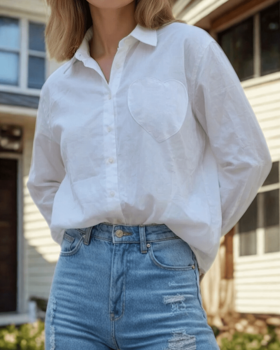 Good Boyfriend Shirt with Heart Pocket Classic WhiteAnd For GoodShirts & Tops