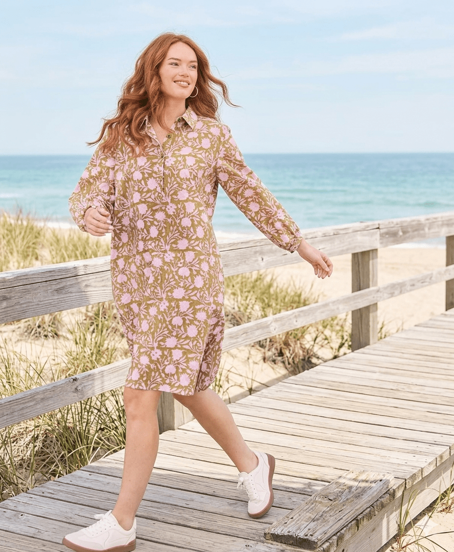 Good Boyfriend ShirtDress - Floral Escape Olive Oil/LavenderAnd For GoodDresses