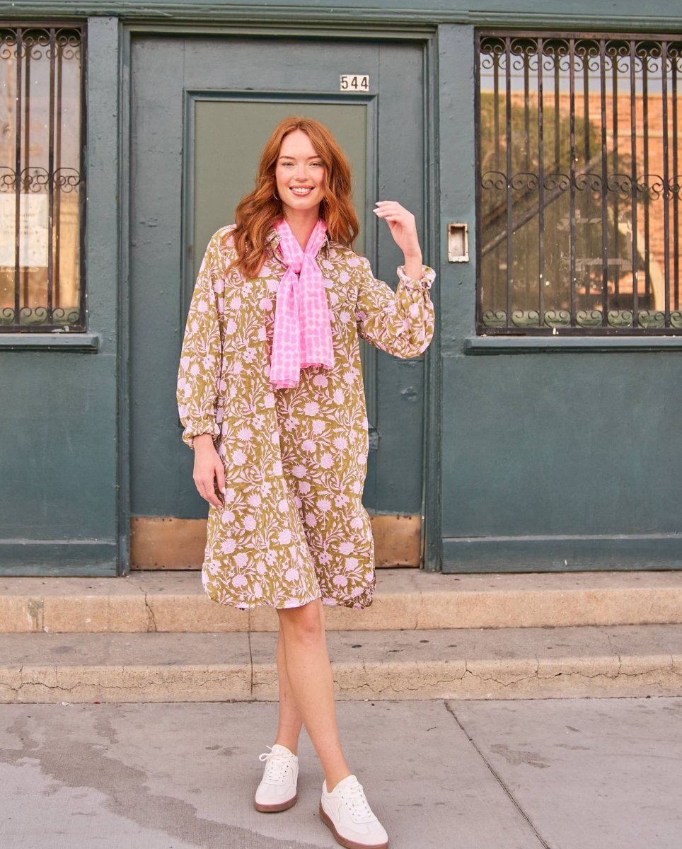Good Boyfriend ShirtDress - Floral Escape Olive Oil/LavenderAnd For GoodDresses