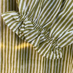 Good Girlfriend Shirt Short Sleeve with Ruffle Trim Menswear Stripe OliveAnd For Good