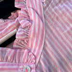 Good Girlfriend Shirt Short Sleeve with Ruffle Trim Menswear Stripe Tickled PinkAnd For GoodTOPS