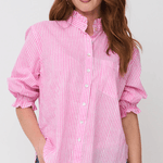 Good Girlfriend Shirt with Ruffle Trim Menswear Stripe DahliaAnd For Good