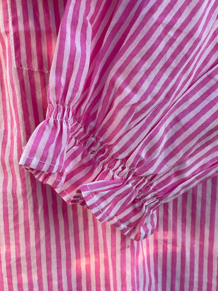 Good Girlfriend Shirt with Ruffle Trim Menswear Stripe DahliaAnd For Good