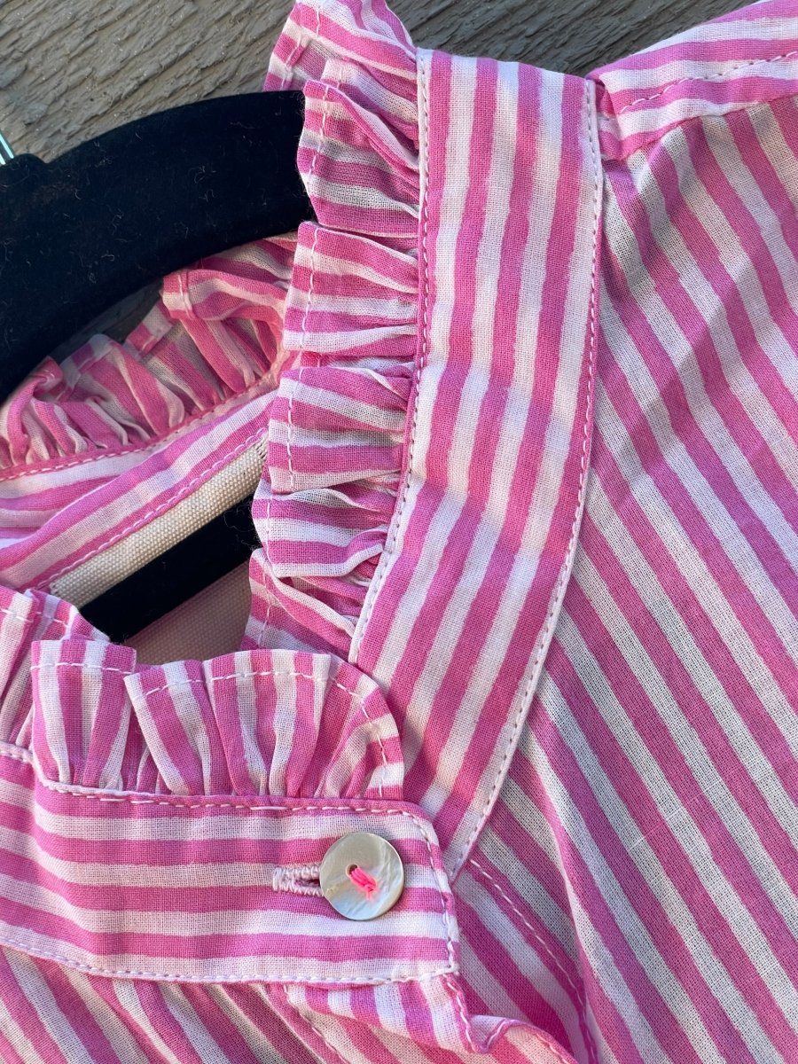 Good Girlfriend Shirt with Ruffle Trim Menswear Stripe DahliaAnd For Good
