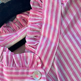 Good Girlfriend Shirt with Ruffle Trim Menswear Stripe DahliaAnd For Good