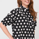 Good Girlfriend Shirt with Ruffle Trim - True Dot BlackAnd For GoodShirts & Tops