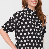 Good Girlfriend Shirt with Ruffle Trim - True Dot BlackAnd For GoodShirts & Tops