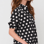 Good Girlfriend Shirt with Ruffle Trim - True Dot BlackAnd For GoodShirts & Tops