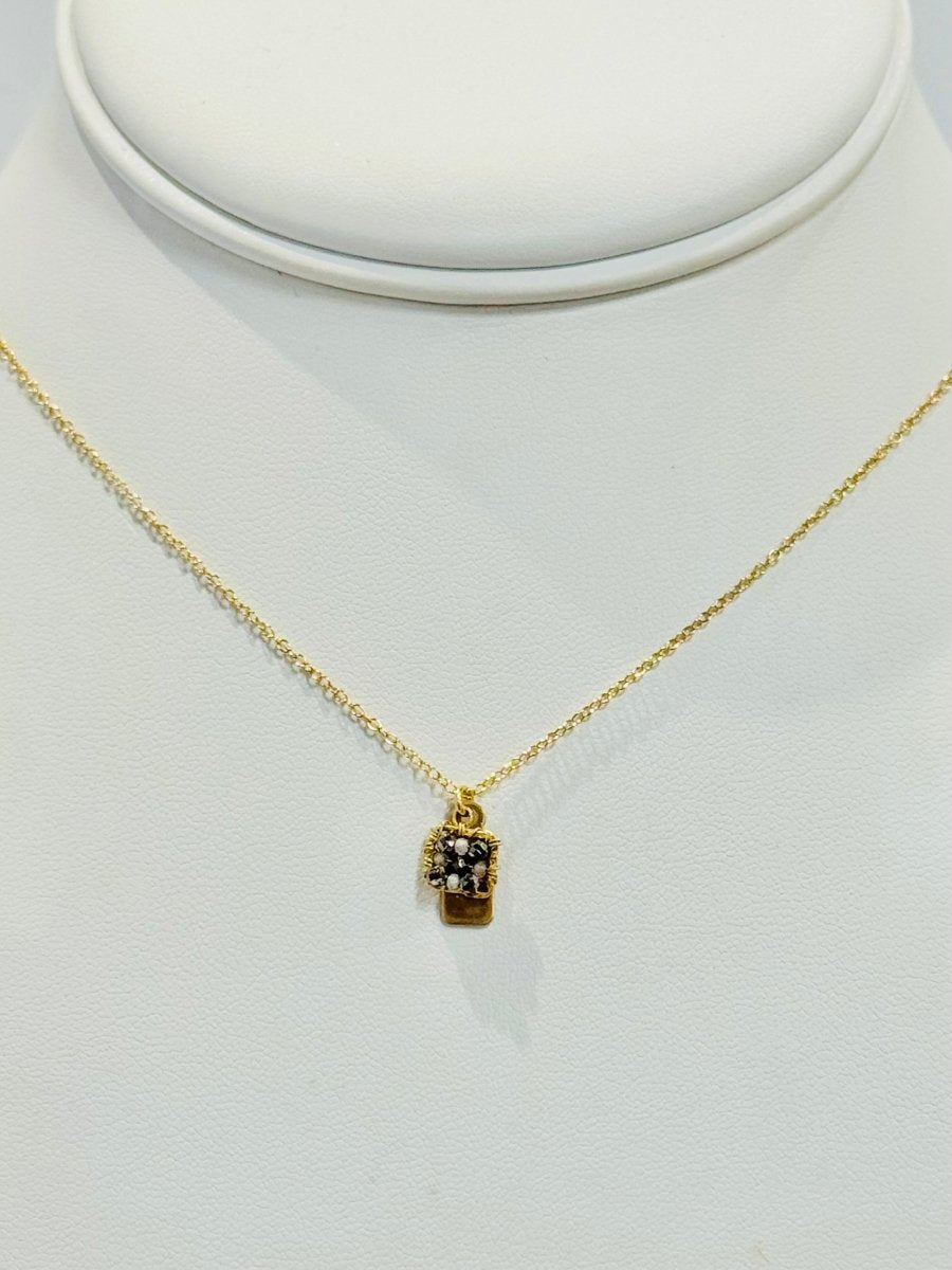 Granite, Pyrite and White Natural Zircon NecklaceMichelle PresslerNECKLACES