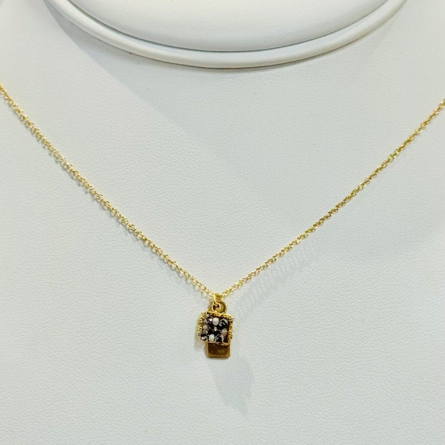 Granite, Pyrite and White Natural Zircon NecklaceMichelle PresslerNECKLACES