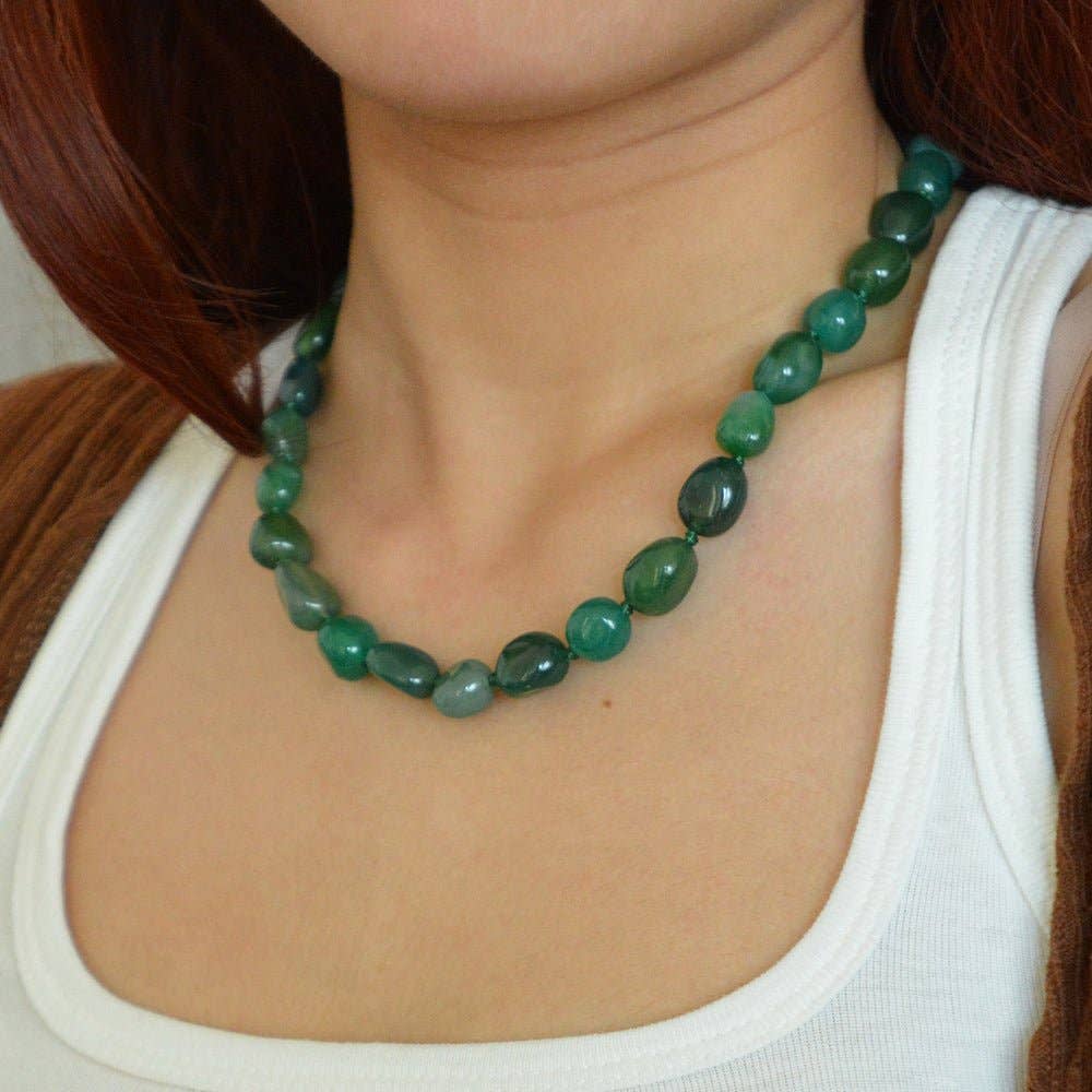 Green Agate Knotted NecklaceBarse JewelryNECKLACES