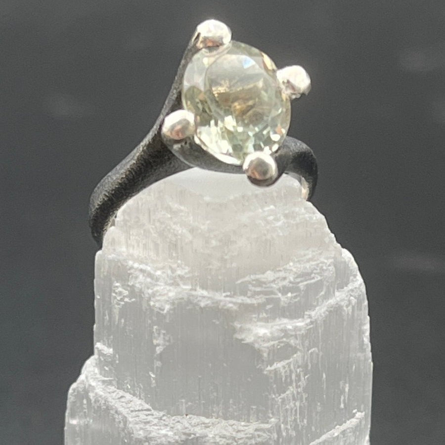 Green Amethyst and Oxidized Silver RingBORARINGS