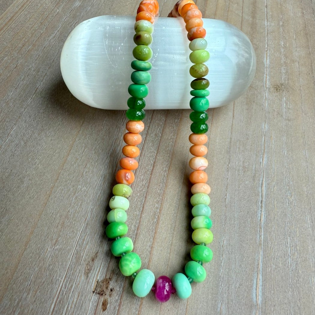 Green And Orange Mixed Opal Gemstones NecklaceBeth ZinkNECKLACES