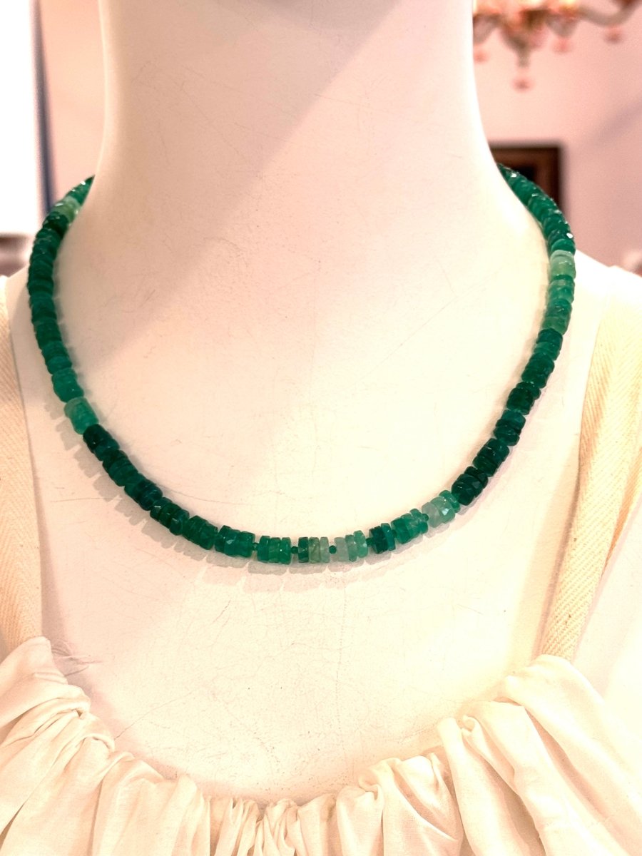 Green Onyx Shaded Heishi Gemstones Short NecklaceBeth ZinkNECKLACES